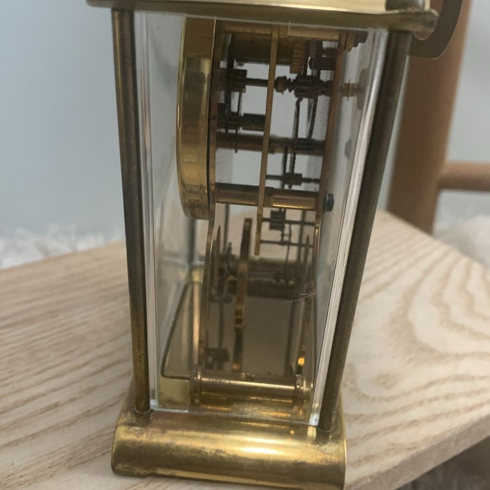 Vintage Schatz 8 Day Carriage Style Metal & Plastic Clock Moving Gear Mechanism - Picture 11 of 17